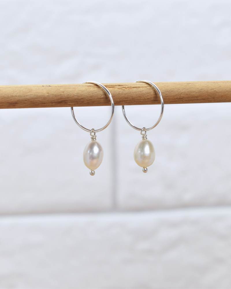 Pearl Hoops Earrings