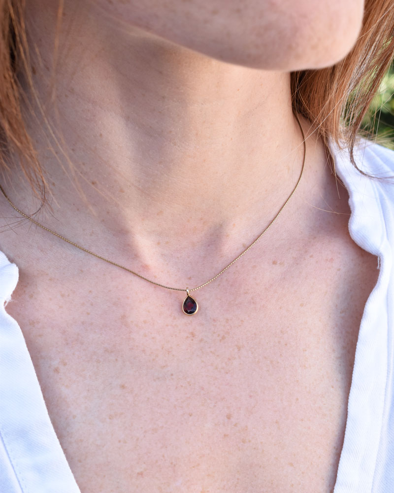 Woman Wears Granada Stone Necklace 5