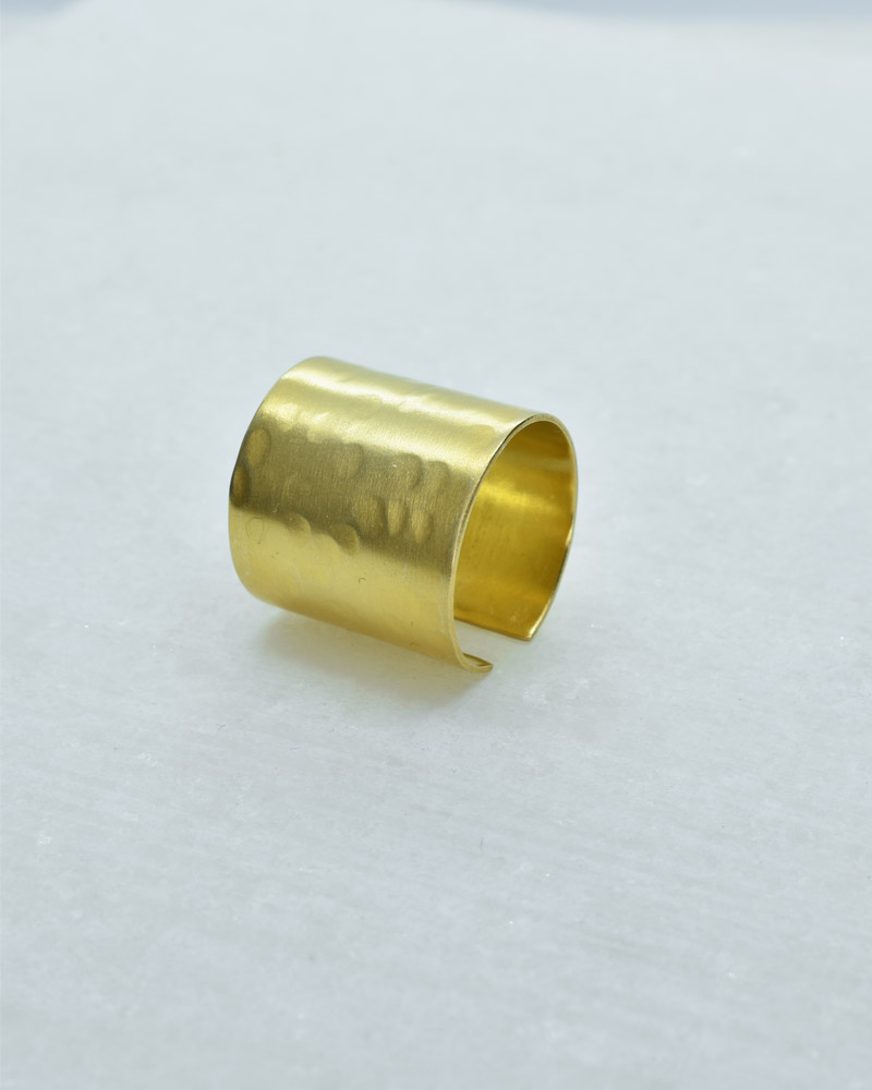 athena hammered brass ring gold plated 2