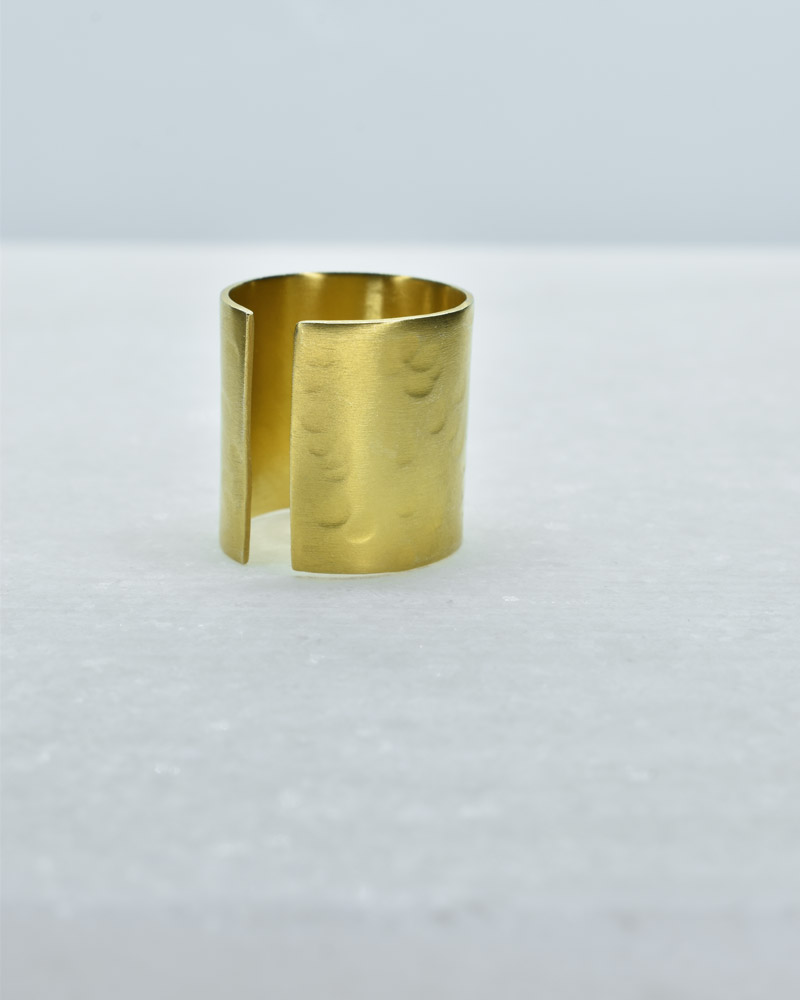 athena hammered brass ring gold plated 3