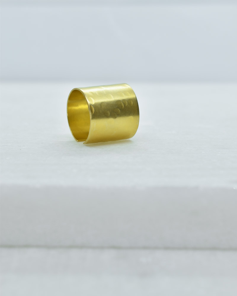 athena hammered brass ring gold plated 5