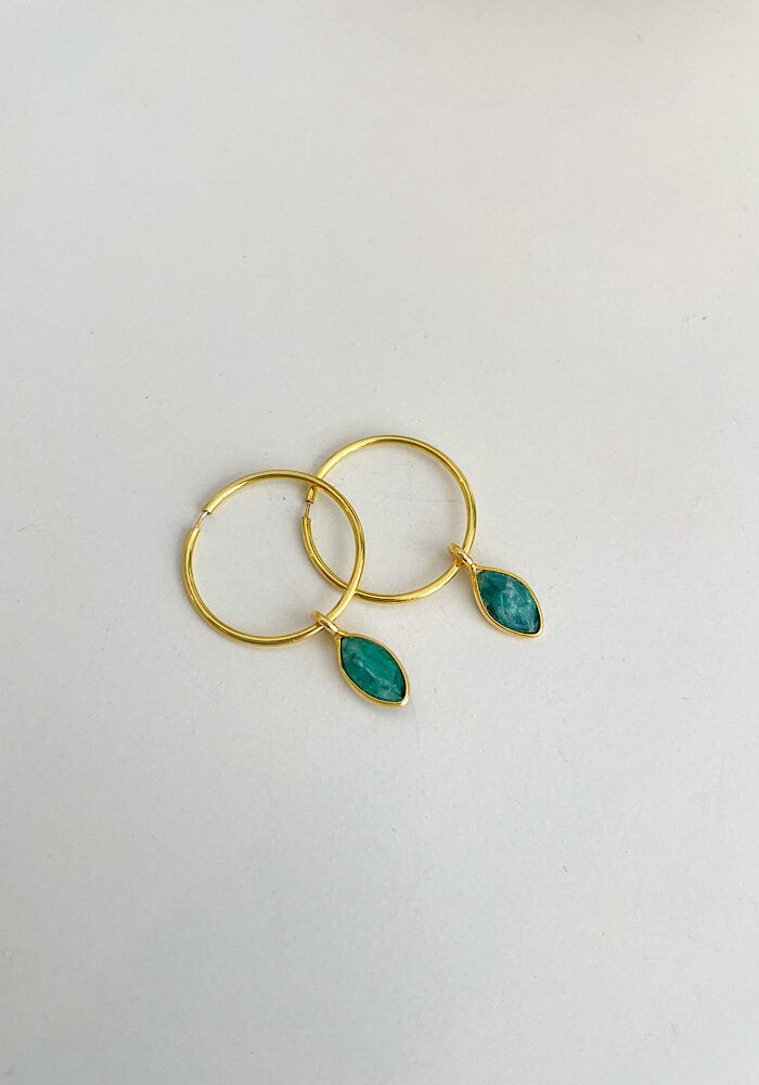 Slim hoops Earrings - Emerald quartz