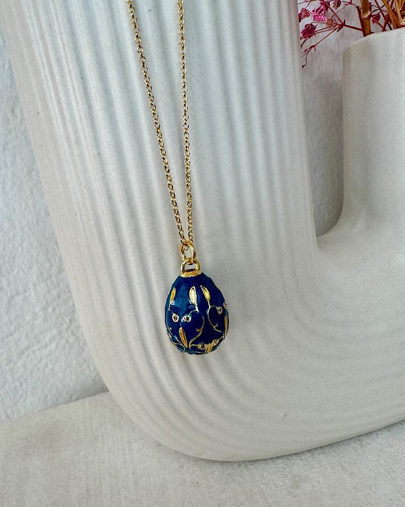 Blue Enamel Egg Necklace - Image 6