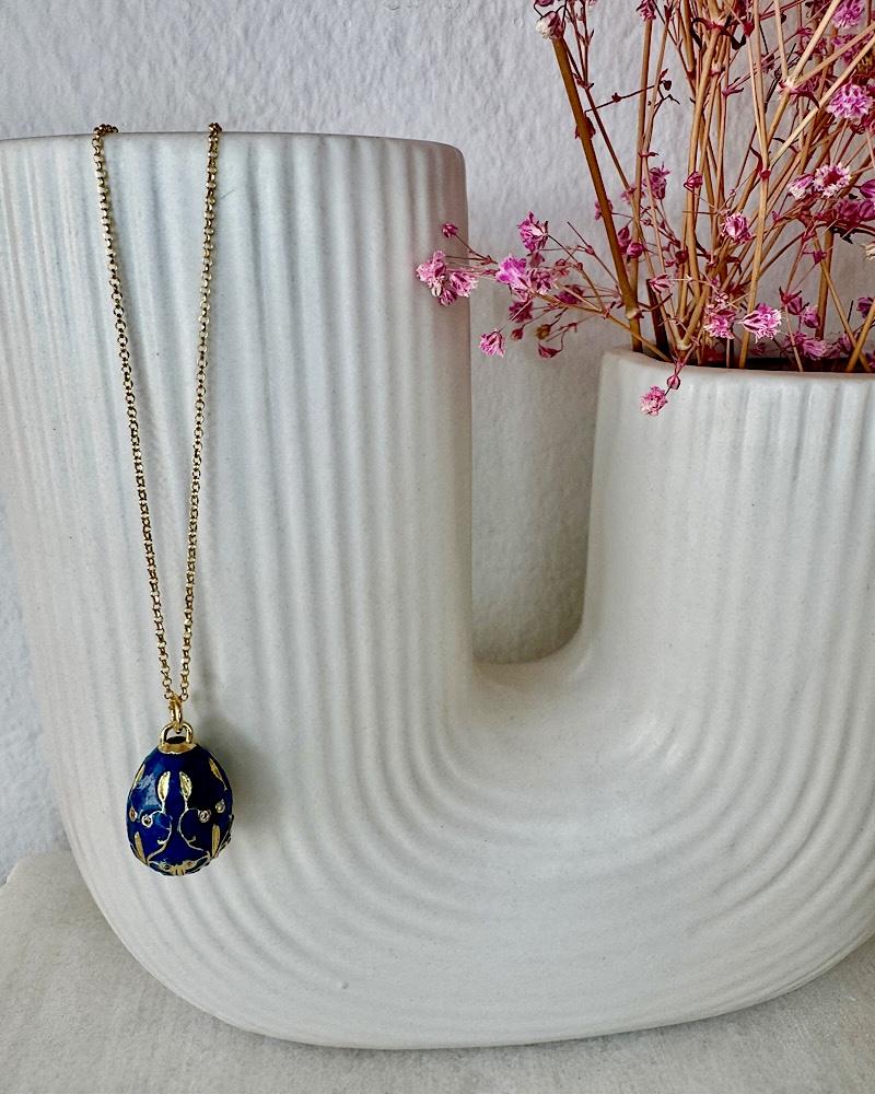Blue Enamel Egg Necklace - Image 8