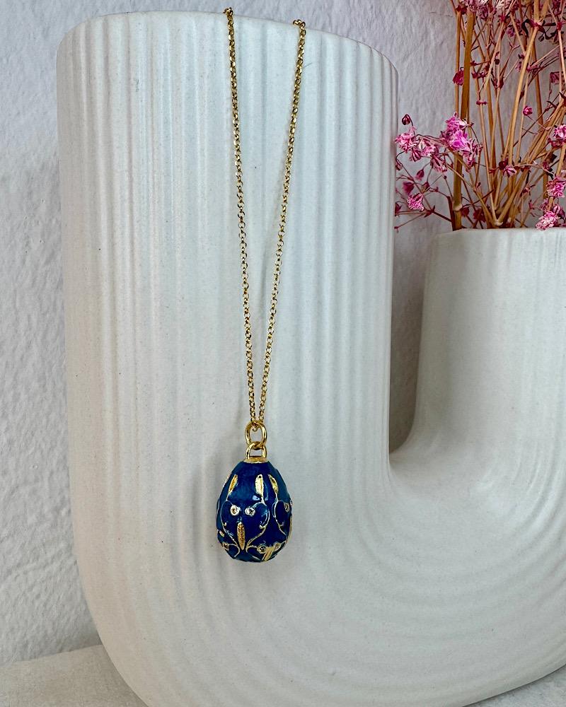 Blue Enamel Egg Necklace - Image 2