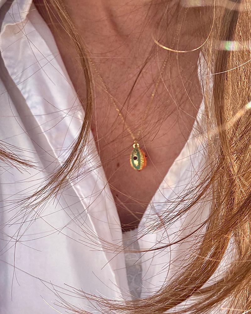 Colourful Enamel Egg Necklace - Image 3