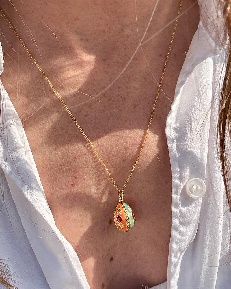 Colourful Enamel Egg Necklace - Image 2