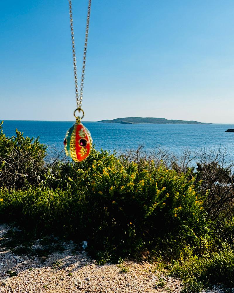 Colourful Enamel Egg Necklace - Image 4
