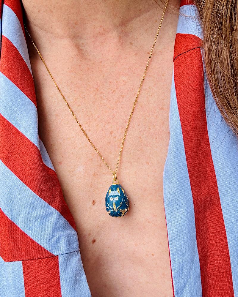 Blue Enamel Egg Necklace - Image 7